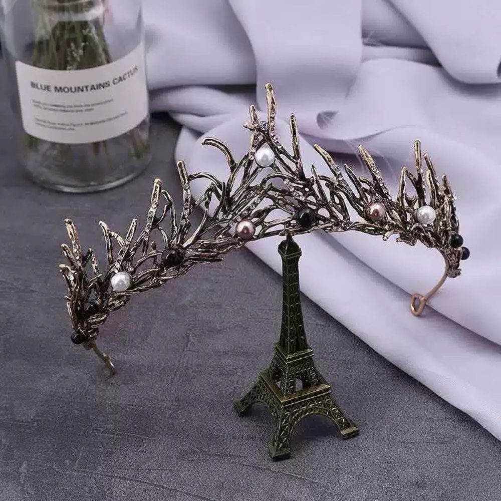Branlette Gold Coral Branch Tiara with Pearls